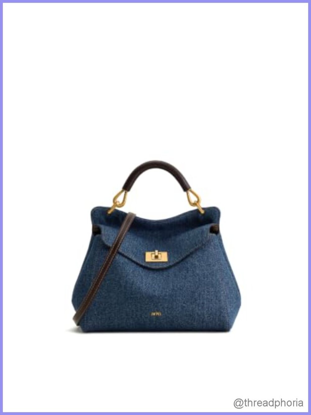 Washed Denim Top Handle Crossbody Bag Gold Hardware Detachable Strap